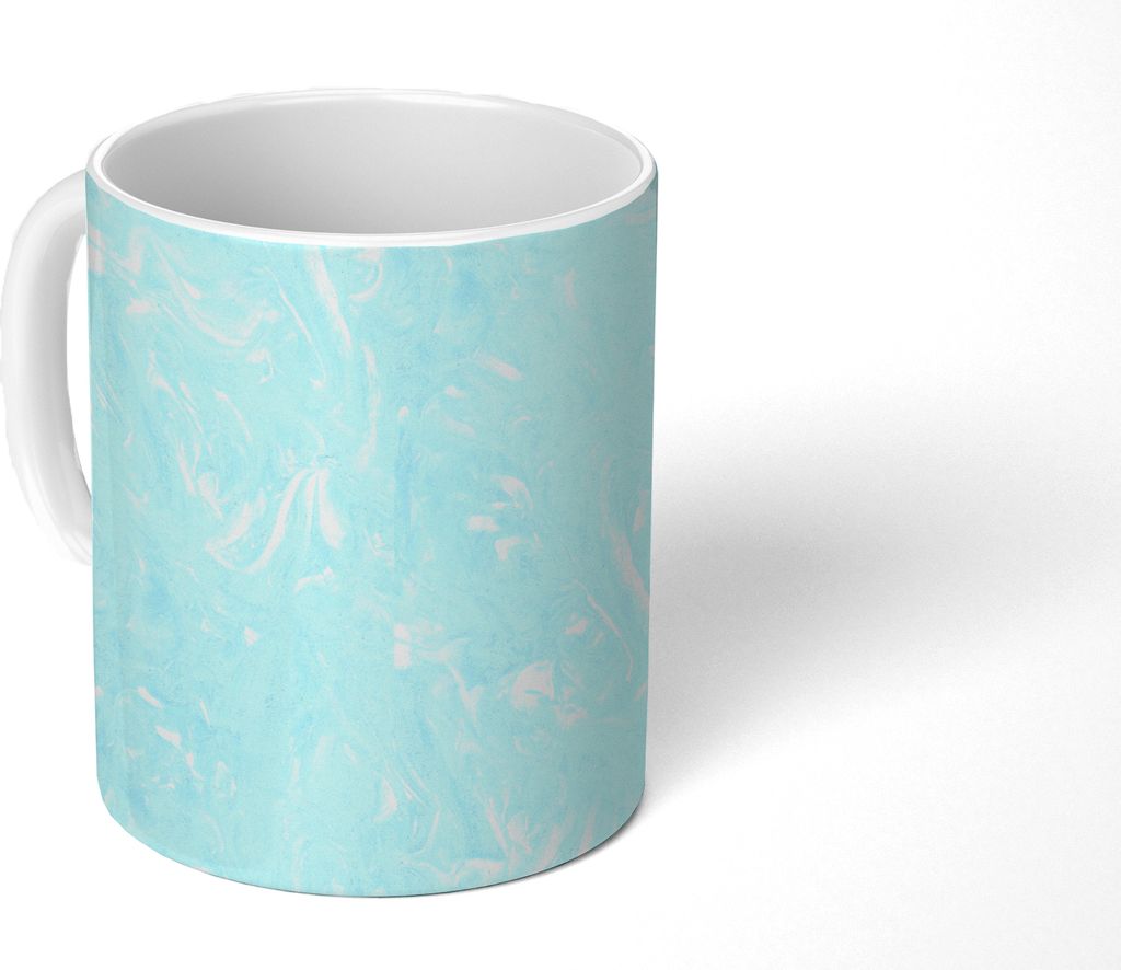 MuchoWow Tasse Kaffeetasse Kaffeebecher 350 ml Marmor - Neon - Blau - Muster Teetasse - Fototasse - Becher - Keramikbecher - Teebecher - Kaffeeta...