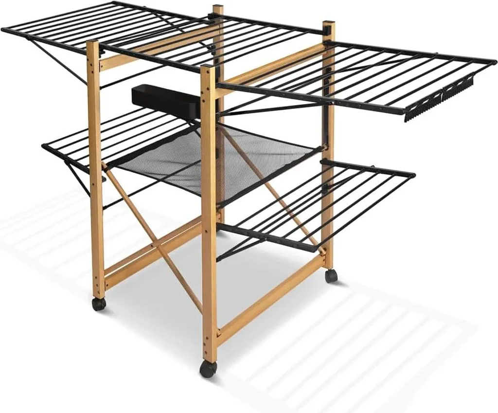 VOUNOT Porte-manteau Extensible Acier Inox Séchoir à Ailes avec Roues