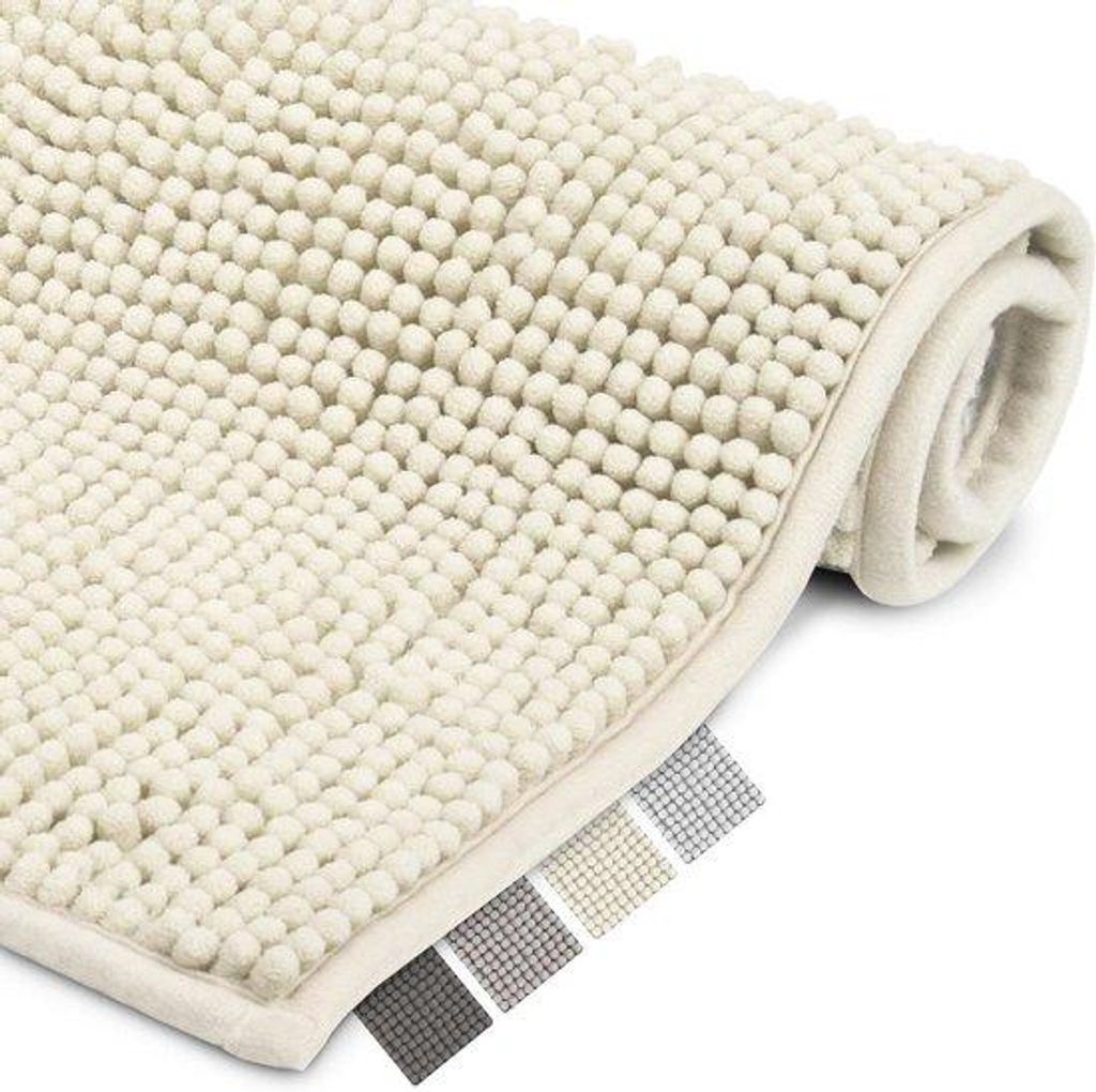 Anti-Slip Badmat Natur 70x120cm - Pluizige Vloermat für Dusche und Bad - Geeignet für Fußbodenheizung