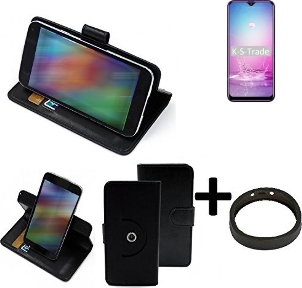 K-S-Trade Case Schutz Hülle kompatibel mit Oukitel C15 Pro + Bumper Handy Hülle Flipcase Smartphone Cover Handy Schutz Tasche Walletcase schwarz