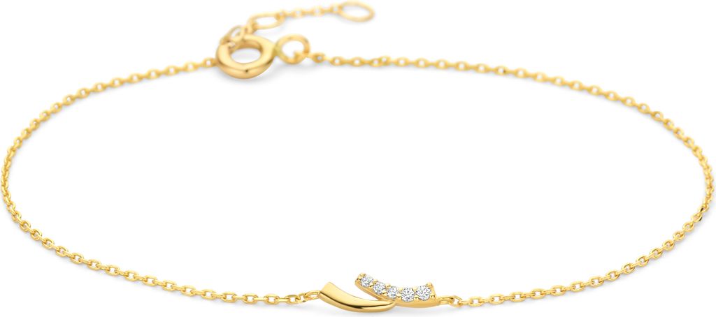New Bling - 9NBG-0813 - gouden armband met boogjes -14 karaat - zirconia - 16+1+1cm