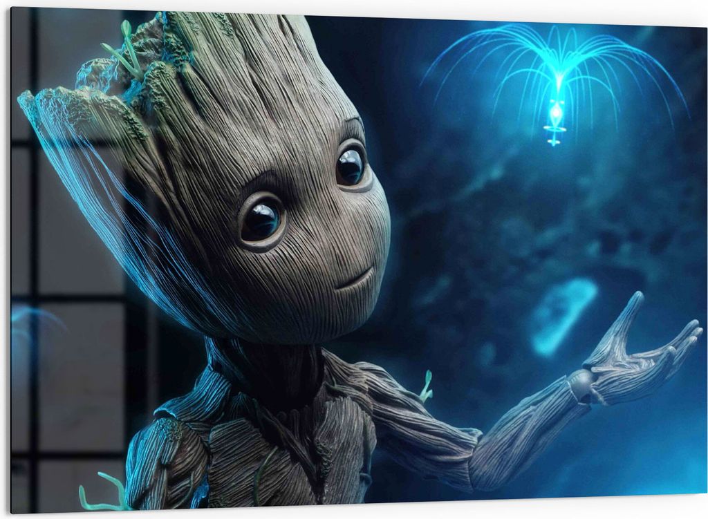 DEQORI Küchenrückwand Glas 60x40 cm 'Niedlicher Baby Groot' Produktbild 