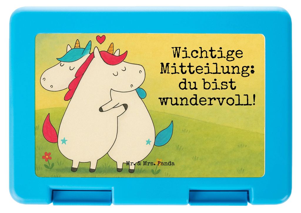 Mr. & Mrs. Panda Lunchbox Einhorn Mitteilung Design - Weiß - Geschenk, Frühstücksbox, Deko, Liebe, Bentobox, Einhörner, Meal Prep Box, Vesperbo...