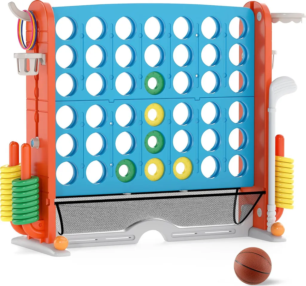COSTWAY 4 en 1 Connect géant orange avec basket et golf pour extérieur