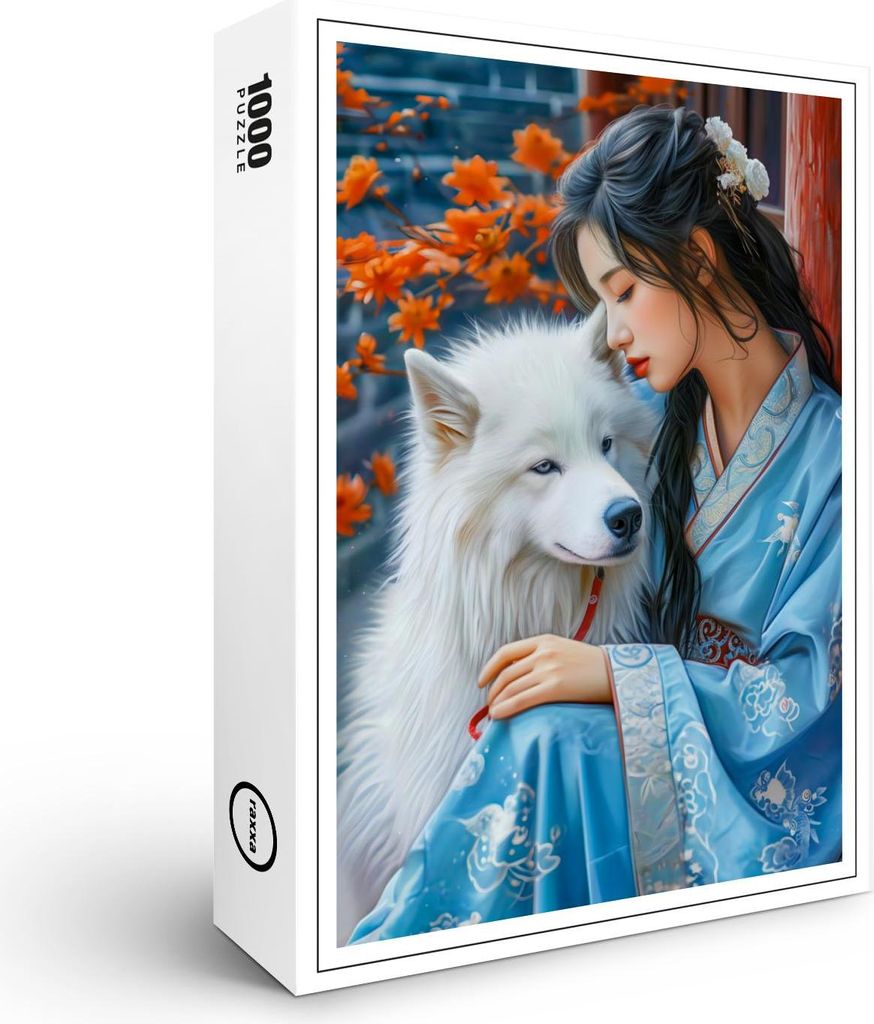 raxxa Premium-Puzzle "Girl with Dog Chinese Zodiac Art", 1000 Teile