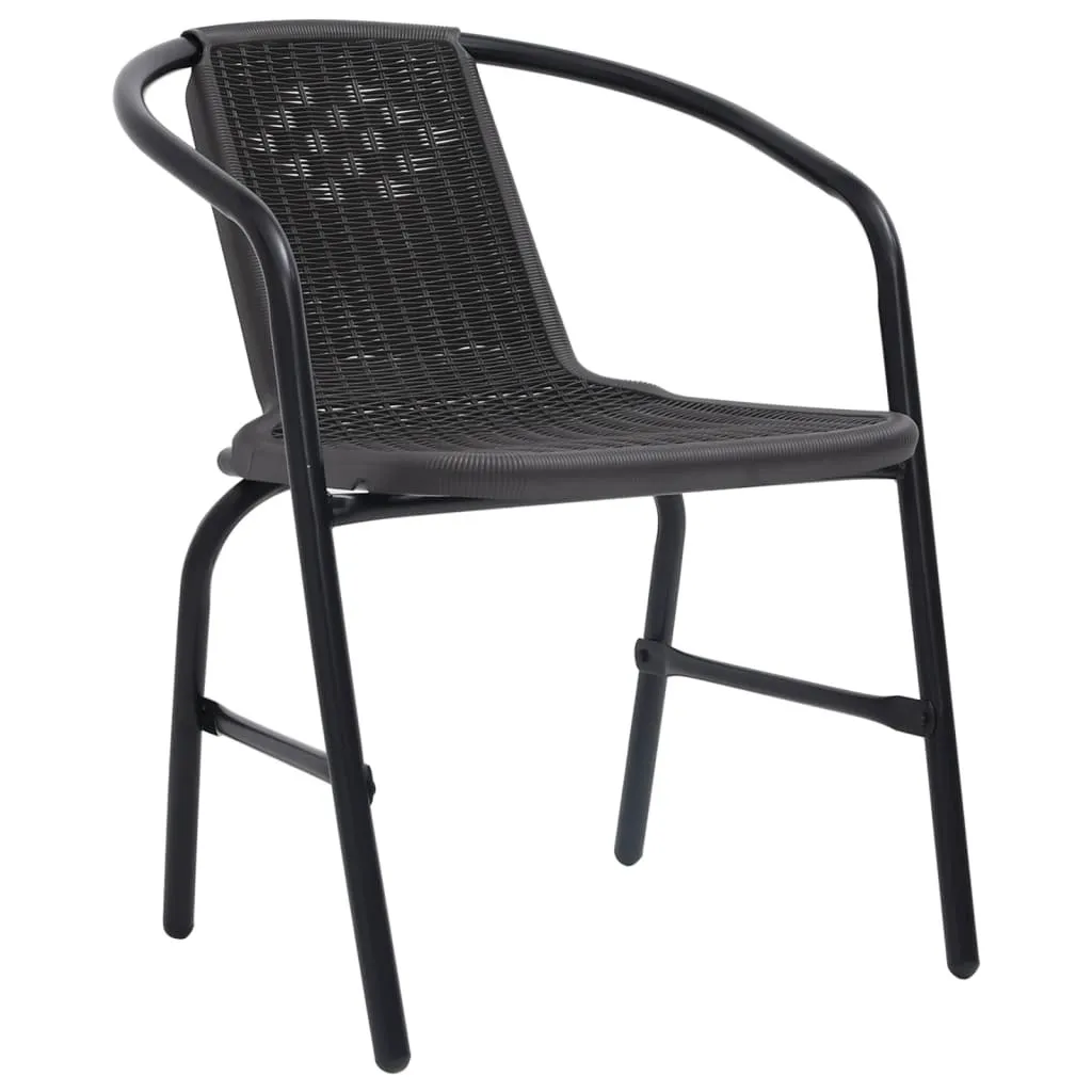 Chaises de jardin en résine tressée lot de 2 pour terrasse noire