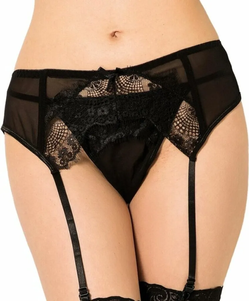 Perizoma Queen Lingerie + Calzini Pizzo Nero S/M - Offerta Online