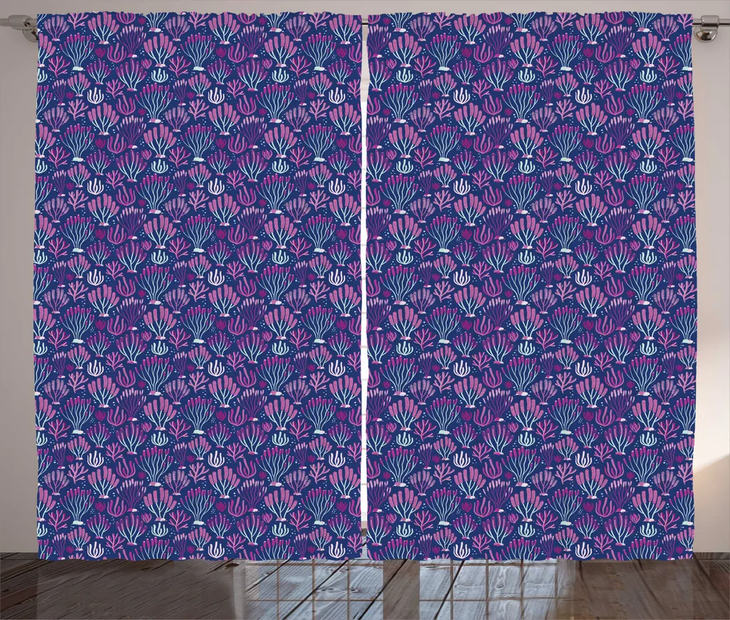 ABAKUHAUS Rideau Rustique Sous-Marin 280x225cm avec Crochets Violet