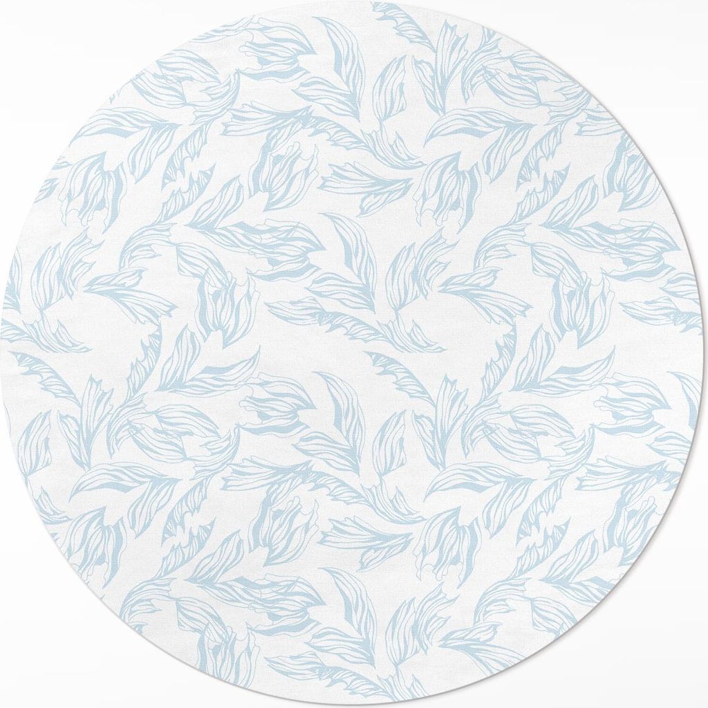 Skizze von eleganten Blättern im Vintage-Stil – Vinyl Fußmatte – Ø 50cm – Rutschfest – Pflegeleicht & Langlebig