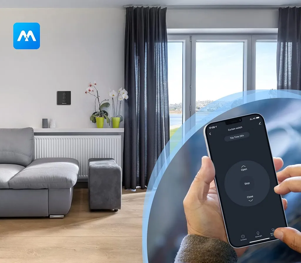 Interrupteur Volet Roulant WiFi 10A Maxcio - Programmable et Tactile - 5