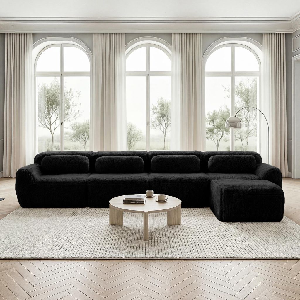 STILVORA L-förmiges Sofa mit modularer Mehrfachkombination und Kissen, Modulares Sofa ohne Montage im Chaiselongue-Design, 4-Sitzer Sofa mit hoche...