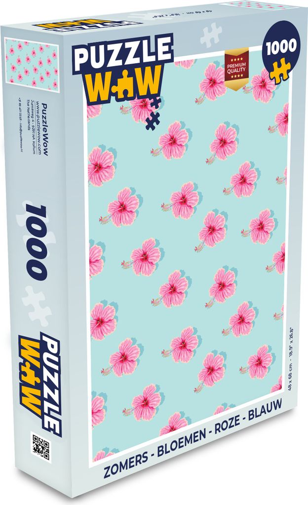 MuchoWow Puzzle 1000 Teile Sommerlich - Blumen - Rosa - Blau - Spielzeug - Alt und Jung - Spiele - Puzzeln