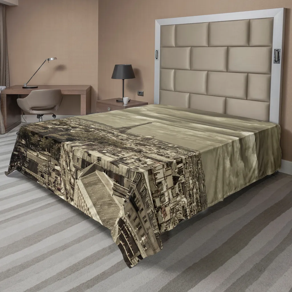 Lenzuolo Piano Parigi Beige 275x260 cm | Torre Eiffel ABAKUHAUS Vintage