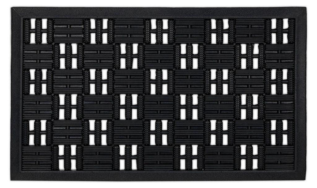 Zerbino in gomma Relaxdays, 45x75 cm, effetto a griglia, Immagine del prodotto 