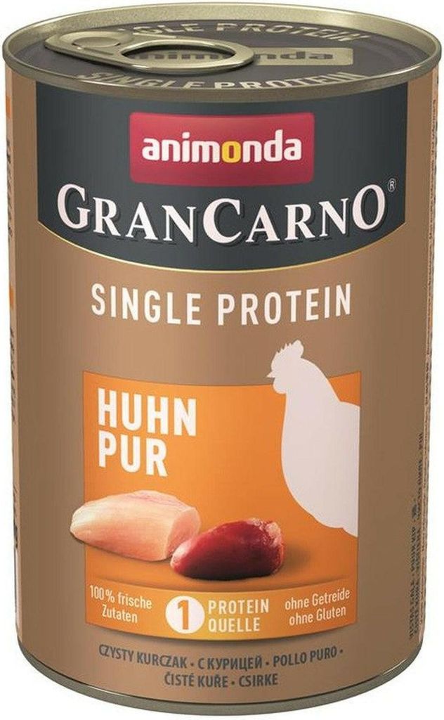 animonda GranCarno Hunde Nassfutter Single Protein Huhn pur (6 x 400g), getreidefreies Hundenassfutter ohne Zucker, für ausgewachsene Hunde, mit f...