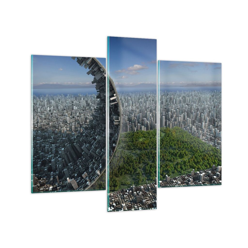 Bilder auf glas - Baum Park Abstraktion Stadt - 95x80cm - Glasbilder - Wandbilder - Kunstdruck - zum Aufhängen bereit - Wanddekoration aus Glas - ...