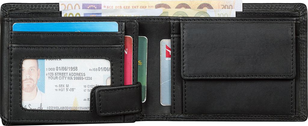 Benthill Herren Geldbörse aus Echt-Leder - Geldbeutel mit RFID-Schutz - Großes Portemonnaie für Herren - Vintage Leder