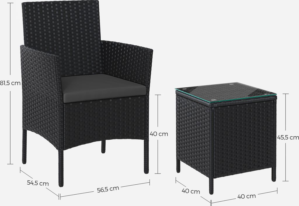 SONGMICS (3-tlg) Balkonmöbel, Gartenlounge-Set, aus Produktbild 