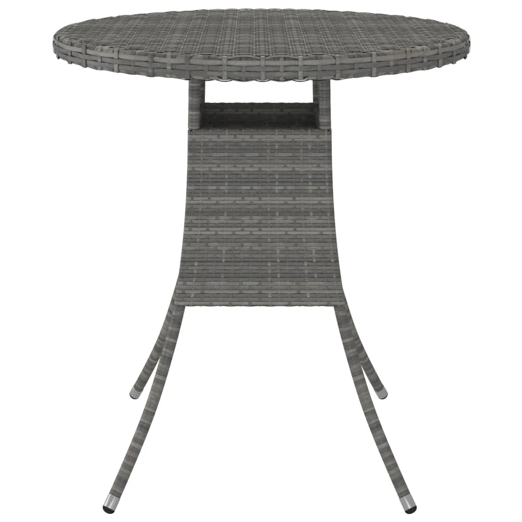 Tavolo Esterno 70x70 cm Grigio vidaXL | Vetro Temperato e Poly Rattan
