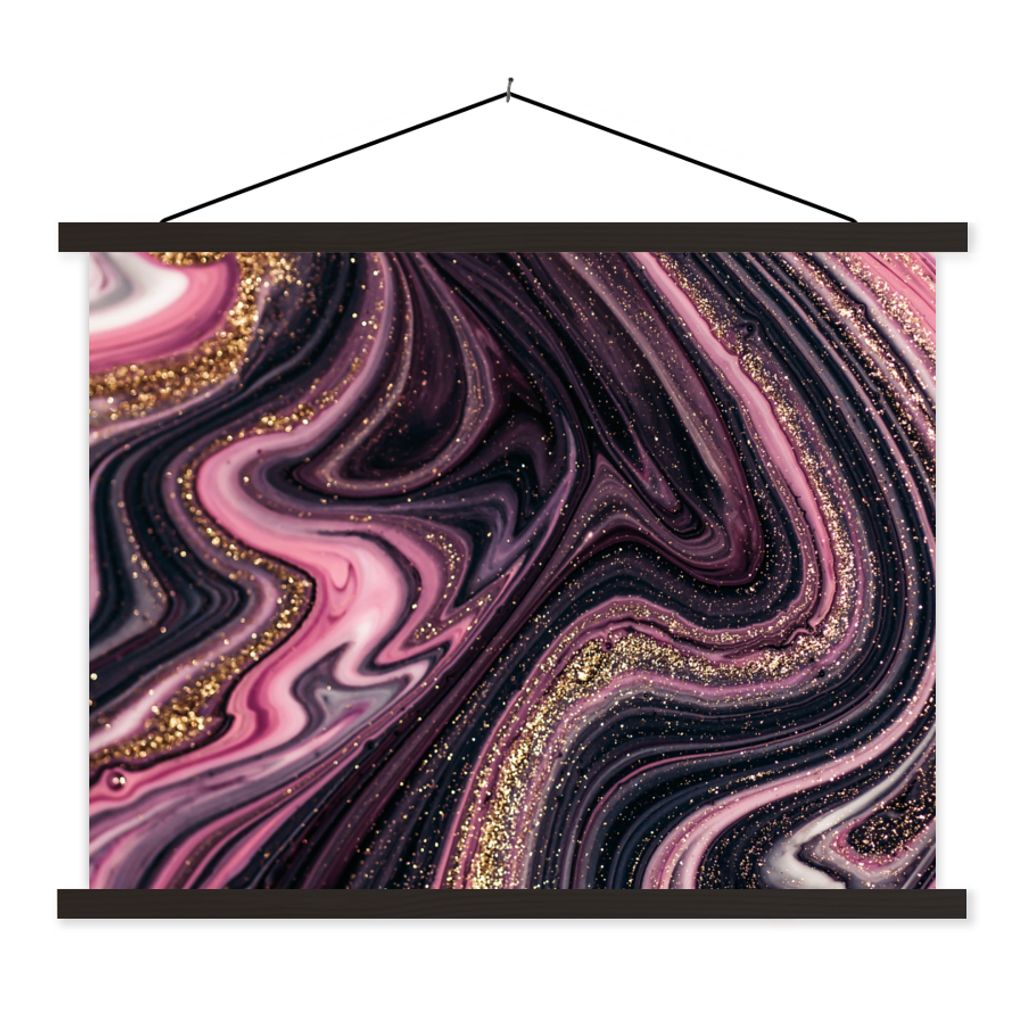 MuchoWow® Textilposter Marmoroptik - Rosa - Lila - Gold - Produktbild 