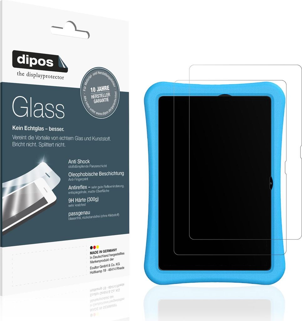2x Schutzfolie für Umidigi G2 Tab Kids matt - Anti-Shock 9H Folie dipos Glass Kunststoffglas