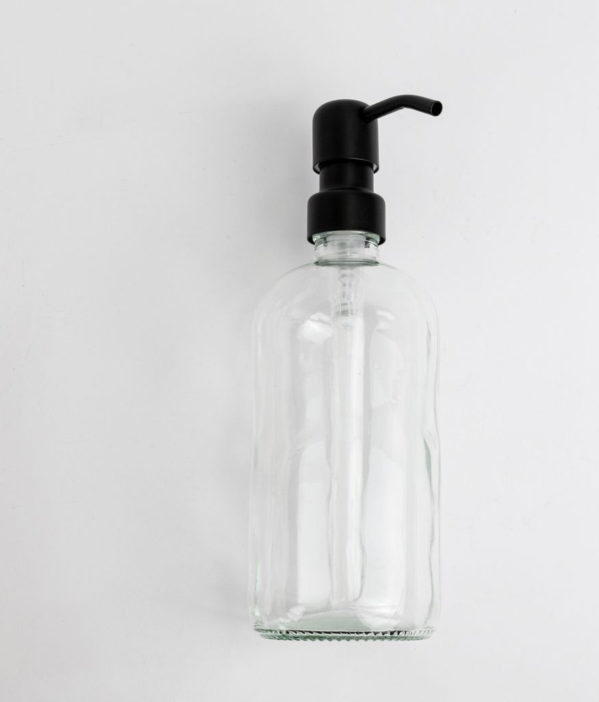 Natural Goods Berlin KLEAN Seifenspender mit Etiketten, hochwertiger & nachfüllbarer Seifenspender für Küche & Bad, transparent Weiß, Edelstahl...