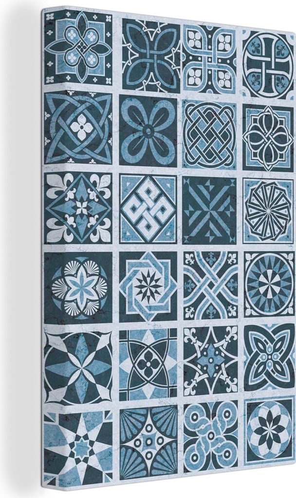 OneMillionCanvasses - Leinwandbilder - 90x140 cm, Blumen - Blau - Muster - Figuren, Wandbilder Kunstdruck Wanddekoration - Foto auf Leinwand - Ge...