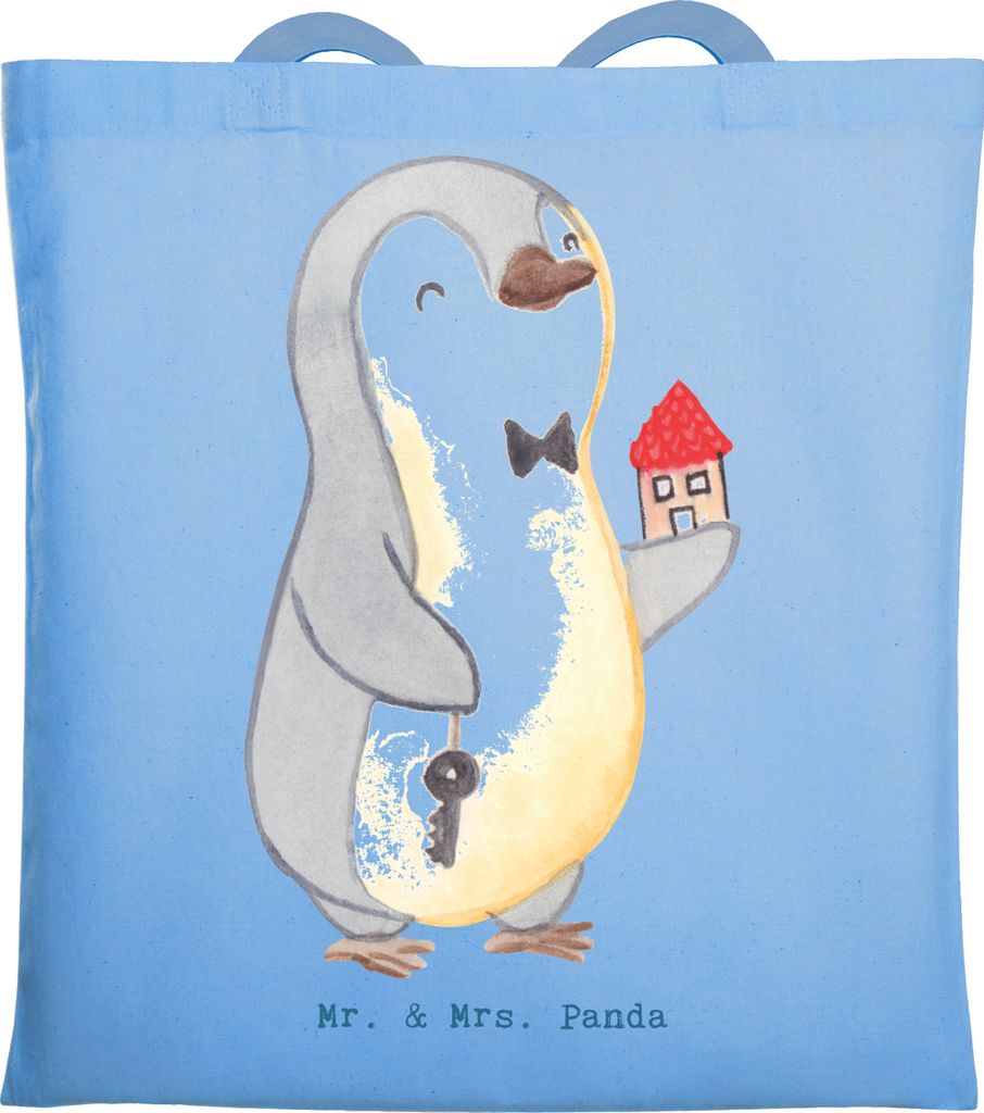 Mr. & Mrs. Panda Tote Bag Assistent für Innenarchitektur Herz - Sky Blue - Geschenk, Schultasche, Stoffbeutel, Shopping Tasche, canvas