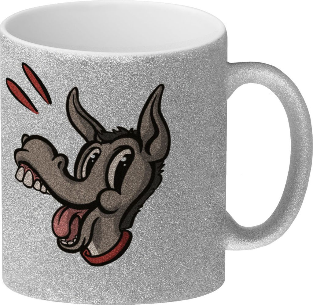 Glitzer-Kaffeebecher mit Spruch - Ich brauche keinen Therapeuten. Ich hab ja