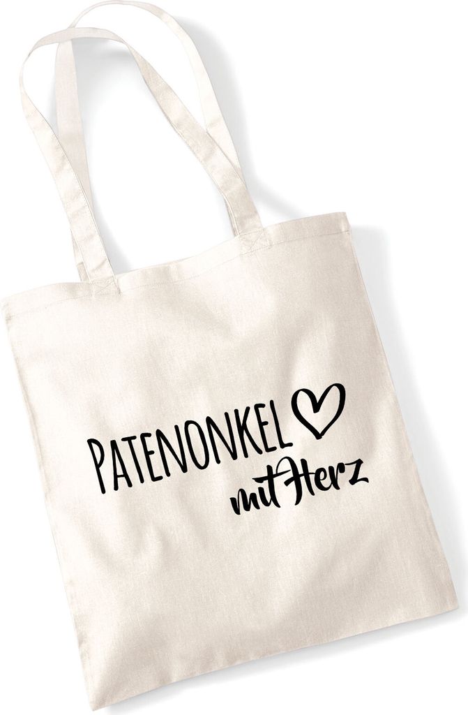 Huuraa Jutebeutel Patenonkel mit Herz 10 Liter Natural Baumwolle Tasche Geschenkidee