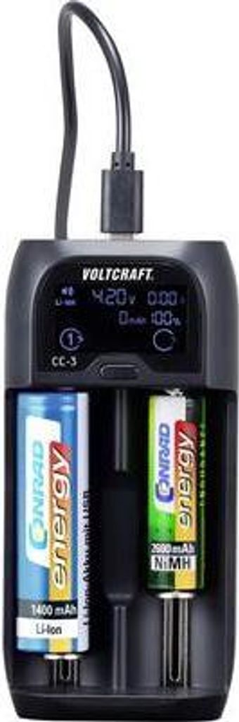 VOLTCRAFT CC-3 NiMH, NiCd, LiIon, LiFePO Mini (AAAA), Micro (AAA), Mignon (AA), Baby , Sub-C, A, 10440, 14500, 14650