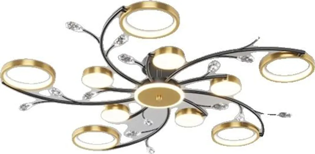 Lustre télécommandé pour grand séjour avec 10 feux dimmables noir