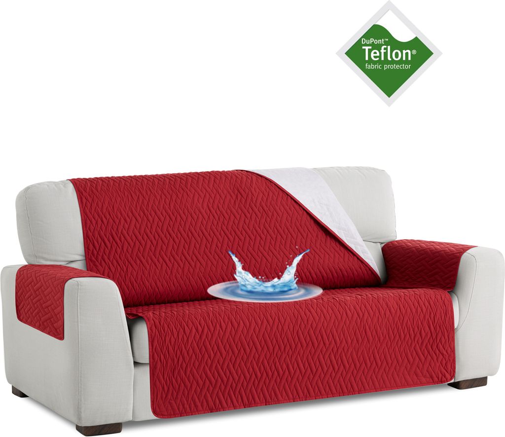 BELMARTI TEFLON Wasserdichtes Sofaüberwürf Sofaschoner Schonbezug Sofaschutz Schutzbezug 3 XL Sitzer 180*195cm ROT
