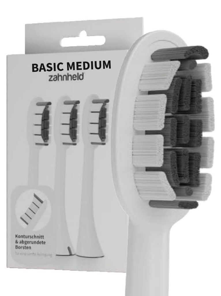 Zahnheld Bürstenkopf Ersatzbürsten Basic Medium - ideal für Produktbild 