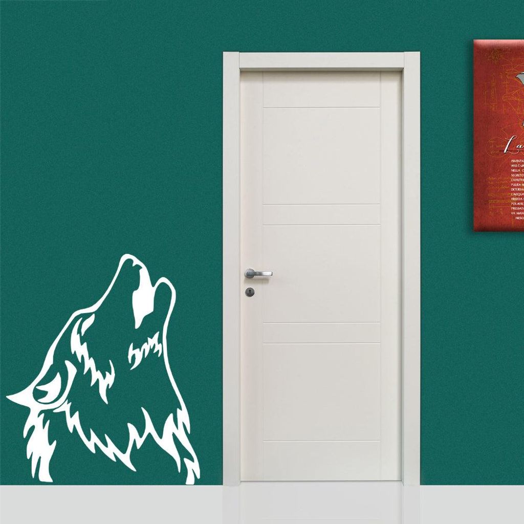 WOLF - Wandaufkleber Wandsticker aus Vinyl 55x65 cm Weiß