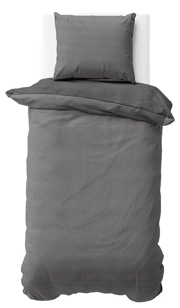 Seersucker Bettwäsche 155x220 cm Grau Anthrazit Wende Produktbild 