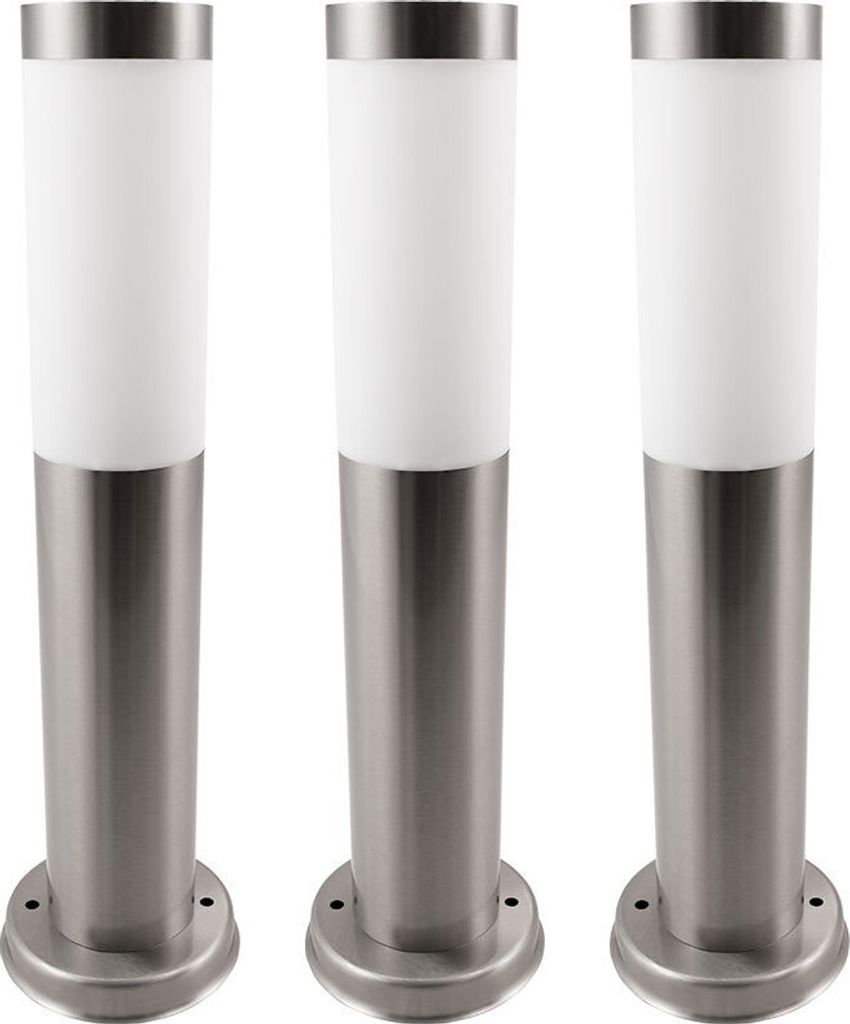 3x Sockelleuchte Außenlampe, Edelstahl, silber, H 45 cm