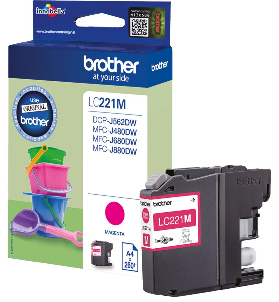 Brother LC221M, Magenta, Tinte auf Pigmentbasis, 1 Produktbild 