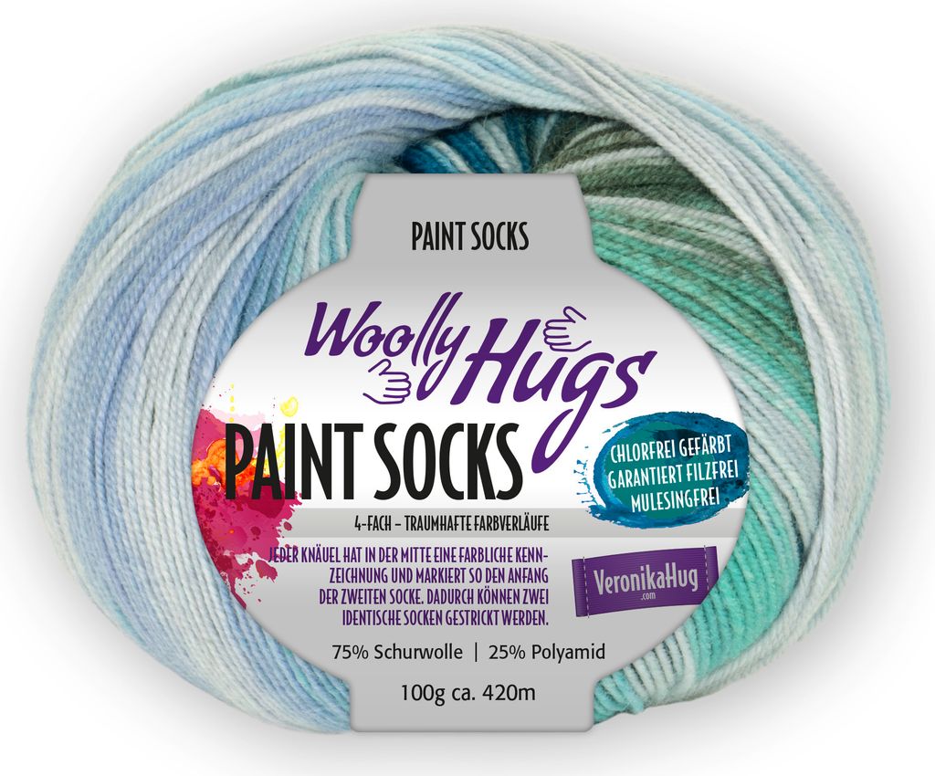 Woolly Hugs PAINT SOCKS 100 g 4-fach Sockenwolle mit traumhaftem Verlauf Farbe 201 - blau/türkis