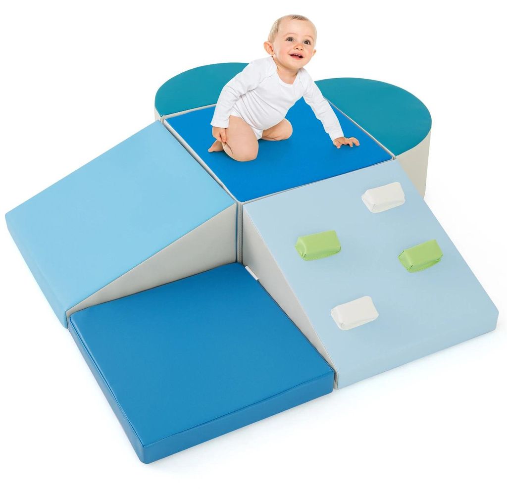 Kinder Spiel-Bauklötze - Schaumstoff Kletterblöcke Set - 6-teilig - Weiche Bausteine - Für Klettern und Krabbeln - Alter 3–6 Jahre - Blau