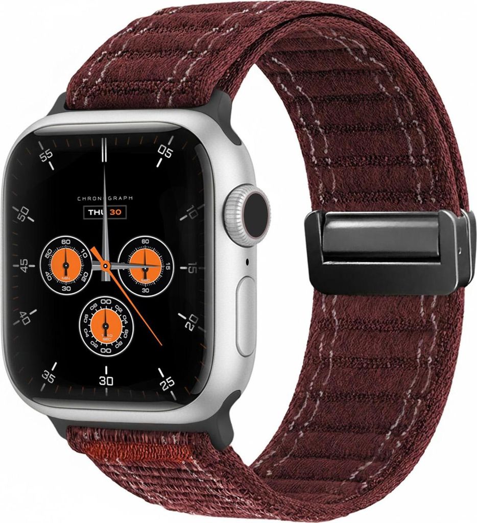Smartwatch Armband für Apple Watch Series 2 38mm Nylon Textil Band Ersatzband Wechselband Magnetverschluss flexibel atmungsaktiv Rot Weinrot