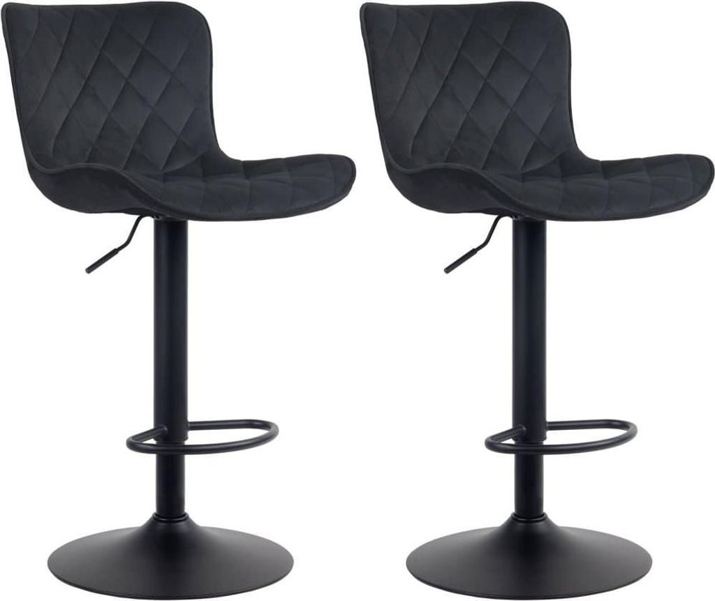 2-teiliges Barhocker-Set – Hochhocker – Modernes Design, höhenverstellbar & 360° drehbar | Farbe: Schwarz | Material: Weich