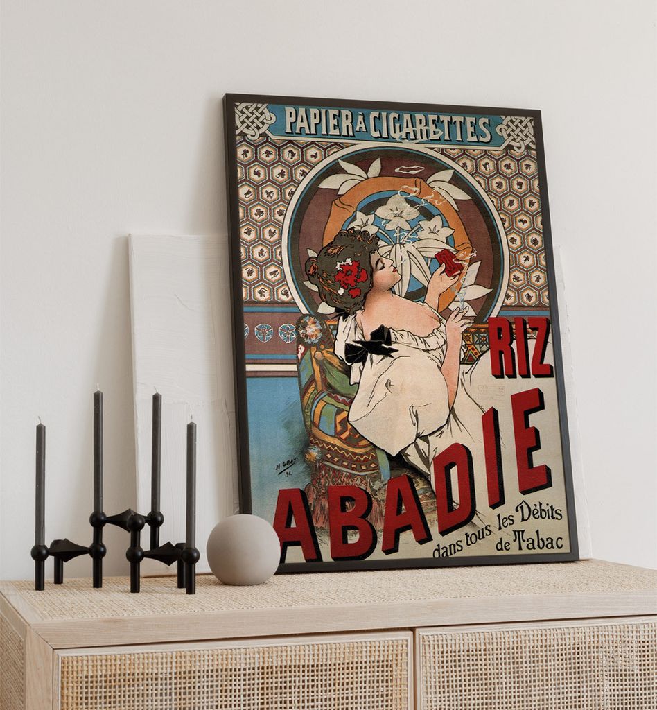Poster Riz Abadie, groesse_poster:50x70 cm, groesse_rahmen:schwarz Passepartout 70x100 cm