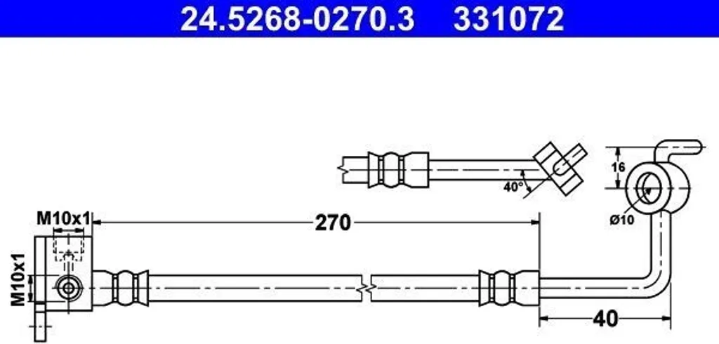 Flexible de frein ATE 24.5268-0270.3 pour Mazda MX-5 II NB OE NA7543980A