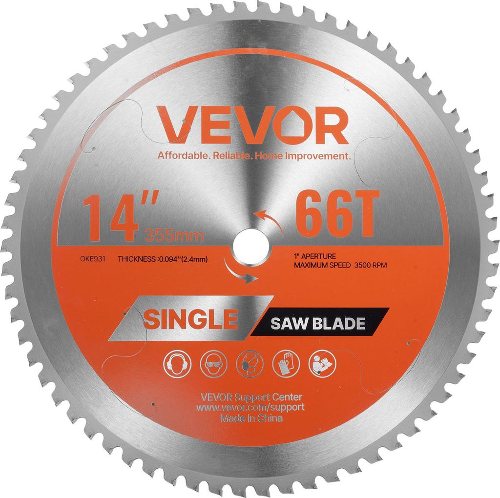 Kotúčová píla VEVOR (355 mm φ a 66 ostrých zubov a hrúbka Obrázok produktu 