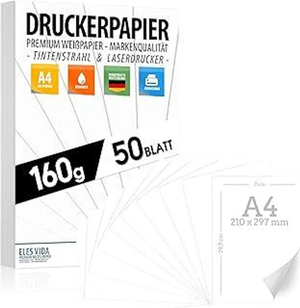 Carta A4 160g Bianca per Bricolage e Foto | 50 Fogli Qualità Superiore