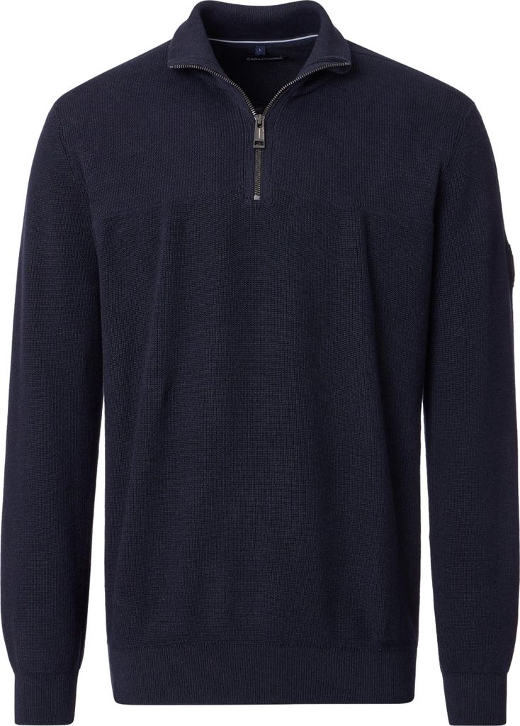 CASAMODA Herren Strick-Troyer Zipper Regular Baumwolle Marine L