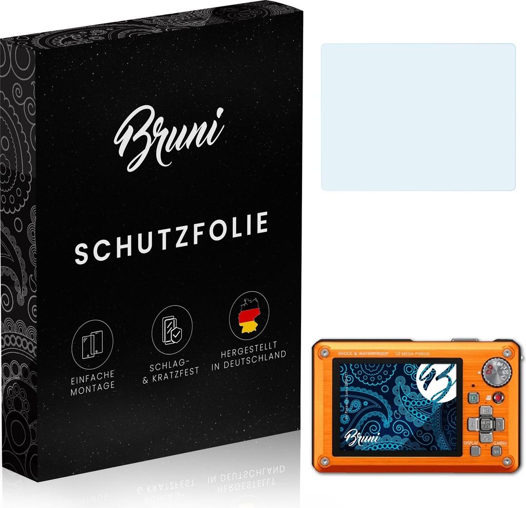 Bruni Basics-Clear 2x Schutzfolie kompatibel mit Panasonic Lumix DMC-FT1 Folie