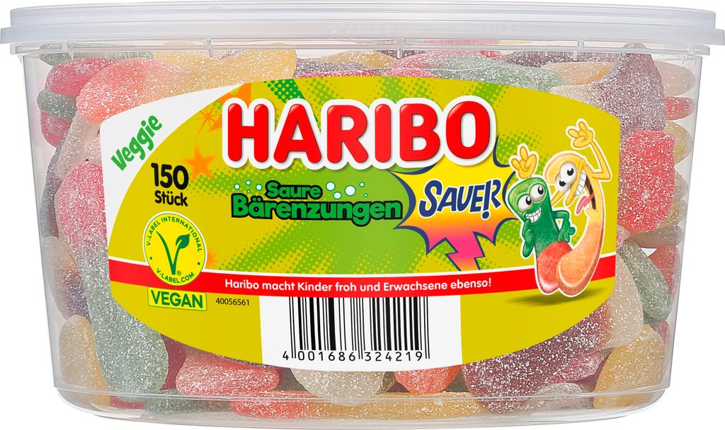 Haribo Kyselé medvědí jazýčky plechovka 150 kusů Obrázek produktu 
