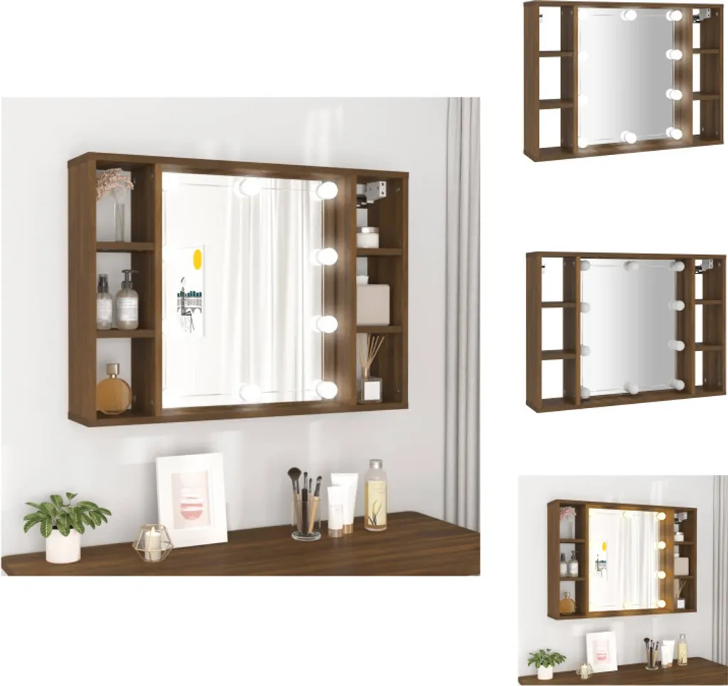 Specchio LED vidaXL Rovere Marrone 76x55 cm | Design Contemporaneo